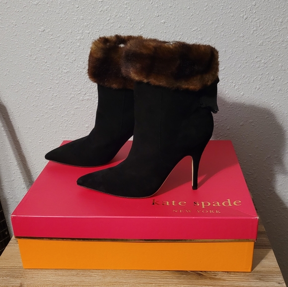 Kate Spade Suede fur heeled booties - Picture 2 of 8
